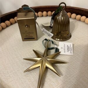 Hearth and hand brass ornament trio Star, letters to Santa and 2025 bell